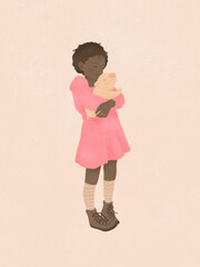 friends not food little African American girl holding an adorable piglet in her arms