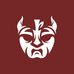 Fruit apple logo with Viking, fruit silhouette simple linear geometric shape in minimalist style.