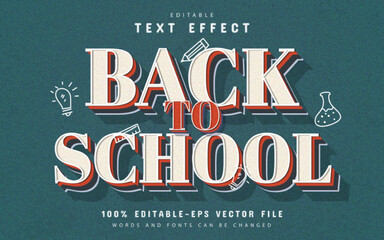 Obraz premium Back to school retro vintage style text effect