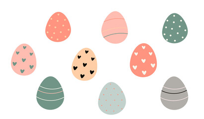  Decorated Easter eggs.Vector flat illustration