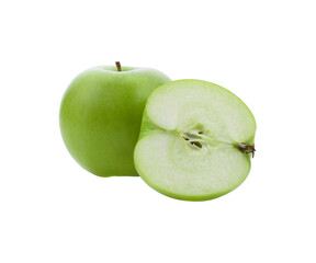 one green cut apple isolated transparent png