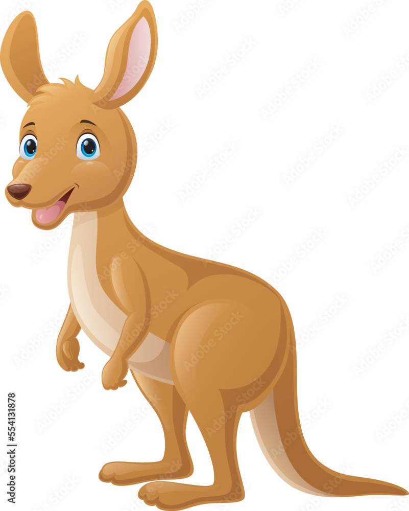 Wall mural cute kangaroo cartoon on white background