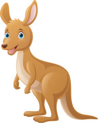 Cute kangaroo cartoon on white background