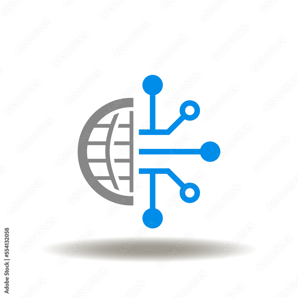 Aufkleber vector illustration of earth planet with circuits. icon of global network. symbol of computing, netw