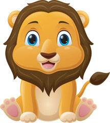 Cute baby lion cartoon sitting
