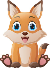Cute little fox cartoon sitting