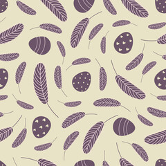 Eggs and feathers Easter seamless pattern