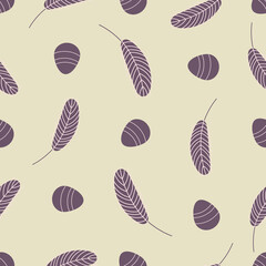  Easter seamless pattern with eggs and feathers