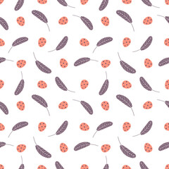Eggs and feathers Easter seamless pattern