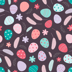 Easter eggs seamless pattern. Decorated Easter eggs. Design for textiles,