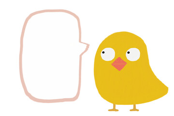 疑問を投げかけるヒヨコ（吹き出し）