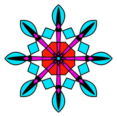 rotationssymmetrische figur aus farbigen elemten strahlenförmig angeordnet