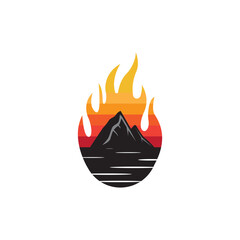 volcano logo vector color illustration design