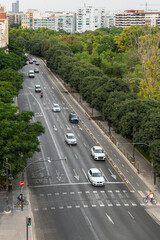 Aerial view of a city road
