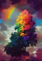 rainbow and tree