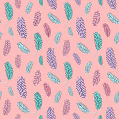 Feathers pattern. Boho pattern with feathers