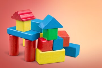 Colorful toy wooden cubes block to play