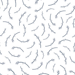  Willow twig seamless background. Easter pattern. Vector illustration