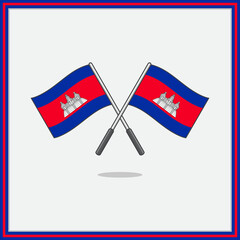 Flag of Cambodia Cartoon Vector Illustration. Cambodia Flag Flat Icon Outline