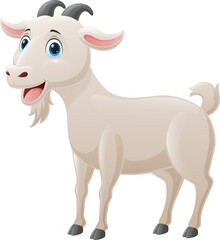 Cute goat cartoon on white background