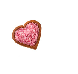 Fine red wine salt crystals in the heart shaped bowl