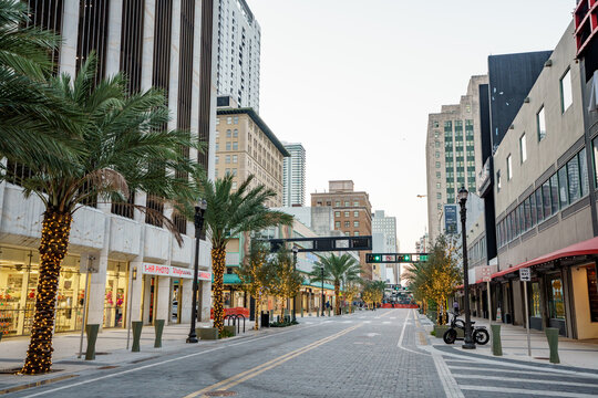 Photo of Flagler Street Downtown Miami newly redesigned and paved road