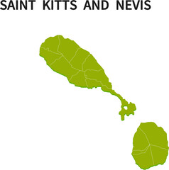 セントクリストファー・ネイビス/SAINTKITTS NEVISの地域区分イラスト