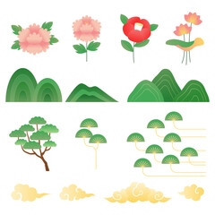 Nature illustration in Korean traditional style.