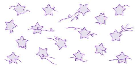 Zestaw gwiazdek - kolekcja płaskich ikon. Proste elementy do projektów - gwiazda, fajerwerki, spadająca gwiazda. - obrazy, fototapety, plakaty