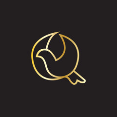 illustration line vector of gold bird or gold dove.