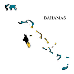 The Bahamas map vector illustration. Global economy. Famous country. Caribbean. Latin America. America.