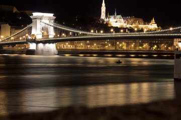 Panorama of Budapest, Hungary, with the Chain Bridge and the Parliament