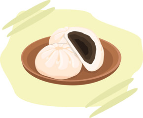 Bakpao asian food flat design illustration