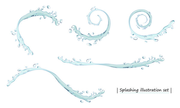 recommend clip art: 水しぶきのイラストのセット（白背景・ベクター・切り抜き）