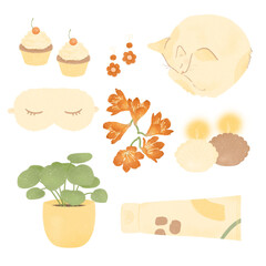 self care kit a mix of self care icons on transparent background