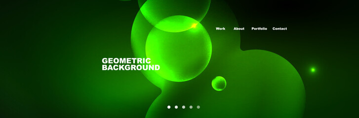 Shiny neon circles and bubbles, dark abstract background with blurred magic neon light, wallpaper design