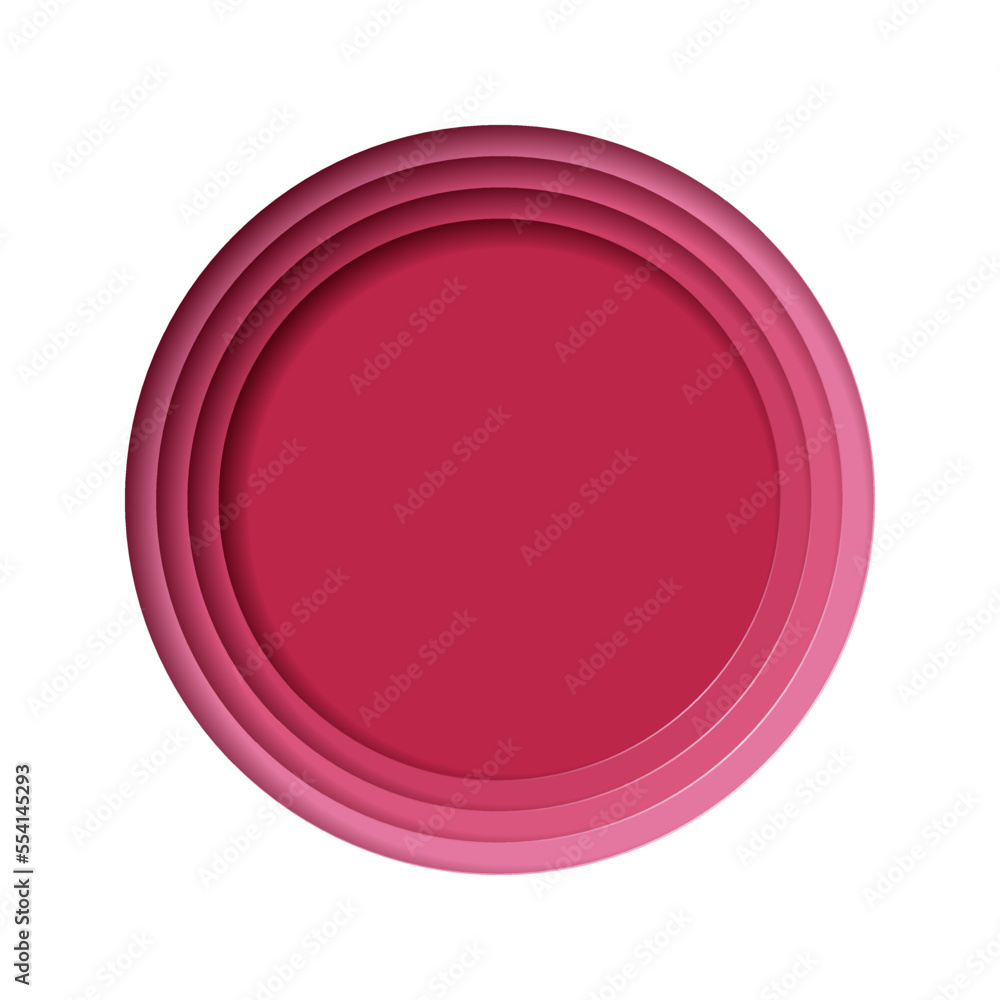 Wall mural red paper cut out circle pattern in layers. 3d gradient background. trend color of the year 2023, vi