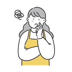 どうしようか悩んでいる主婦のイラスト素材