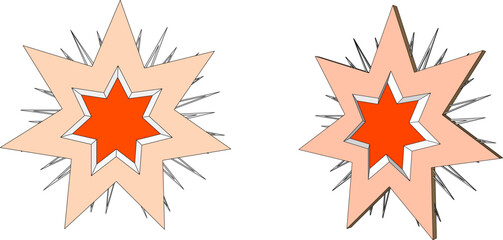 illustration of a red star for christmas decoration with white baground