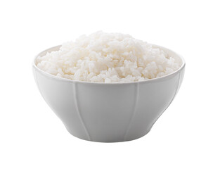 Cooked Jasmin Rice in white bowl on transparent png