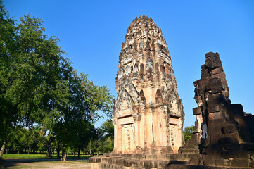 Ruins of Buddhist Shrine at Wat Phra Phai Luang in Sukhothai Province, Thailand