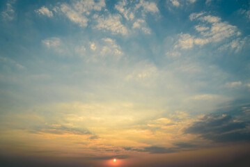 Naklejka na ściany i meble sunset, sunrise, sunset sky with gentle colorful clouds