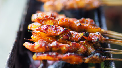 Chicken Satay grill on a charcoal.
