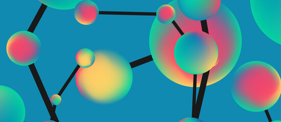 Line points connections geometric landing page background. Fluid circles and spheres with liquid gradients. Vector Illustration For Wallpaper, Banner, Background, Card, Book Illustration, landing page