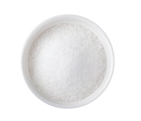 Bowl of white sugar isolated on transparent png