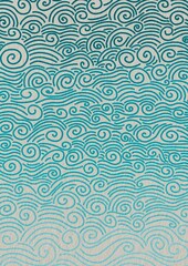 Ocean wave line, surface of water background illustration for decoration on oriental art and primitive art style.