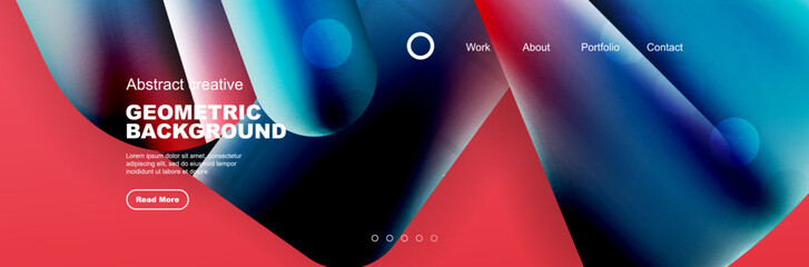 Geometric shapes composition geometric abstract background. 3D shadow effects and fluid gradients. Modern overlapping forms