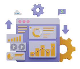 Online Business Analysis 3D Illustration