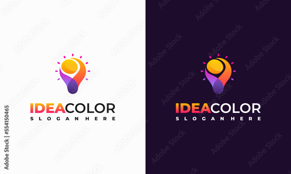 Wall mural colorful lightbulb logo designs concept, creative icon symbol technology logo, bulb logo designs