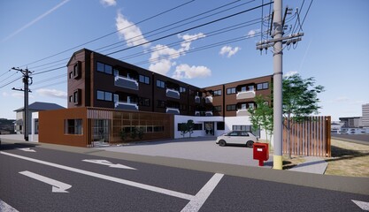 Fototapeta na wymiar 3d design illustration and rendering Homey Heights Takamiya